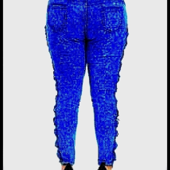 NEW BOW & HOLLOW OUT SIDE DENIM JEAN PLUS SIZE 5XL - Picture 3 of 3